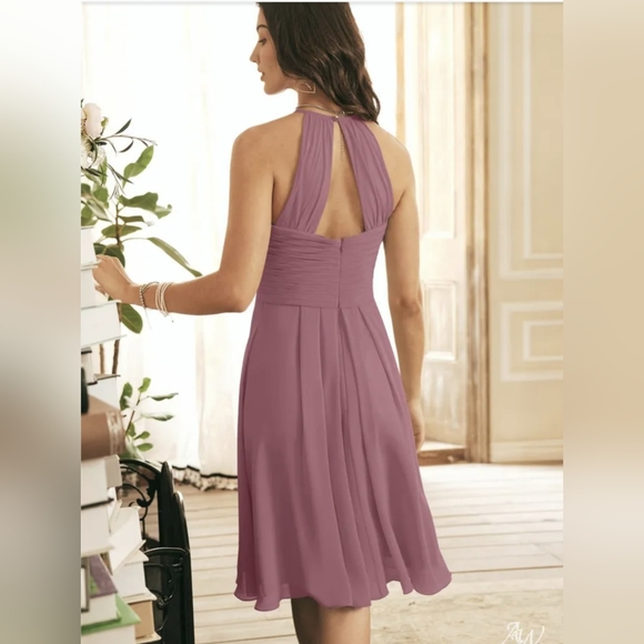 AW Bridal Becky Bridesmaid Prom Wedding Guest Midi Date Dress,10, Rose - Picture 2 of 8